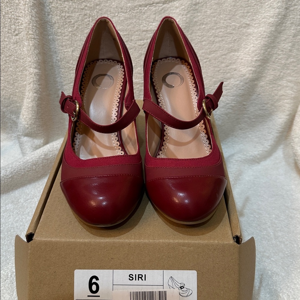 Chic Burgundy Mary Jane Heels Retro Style